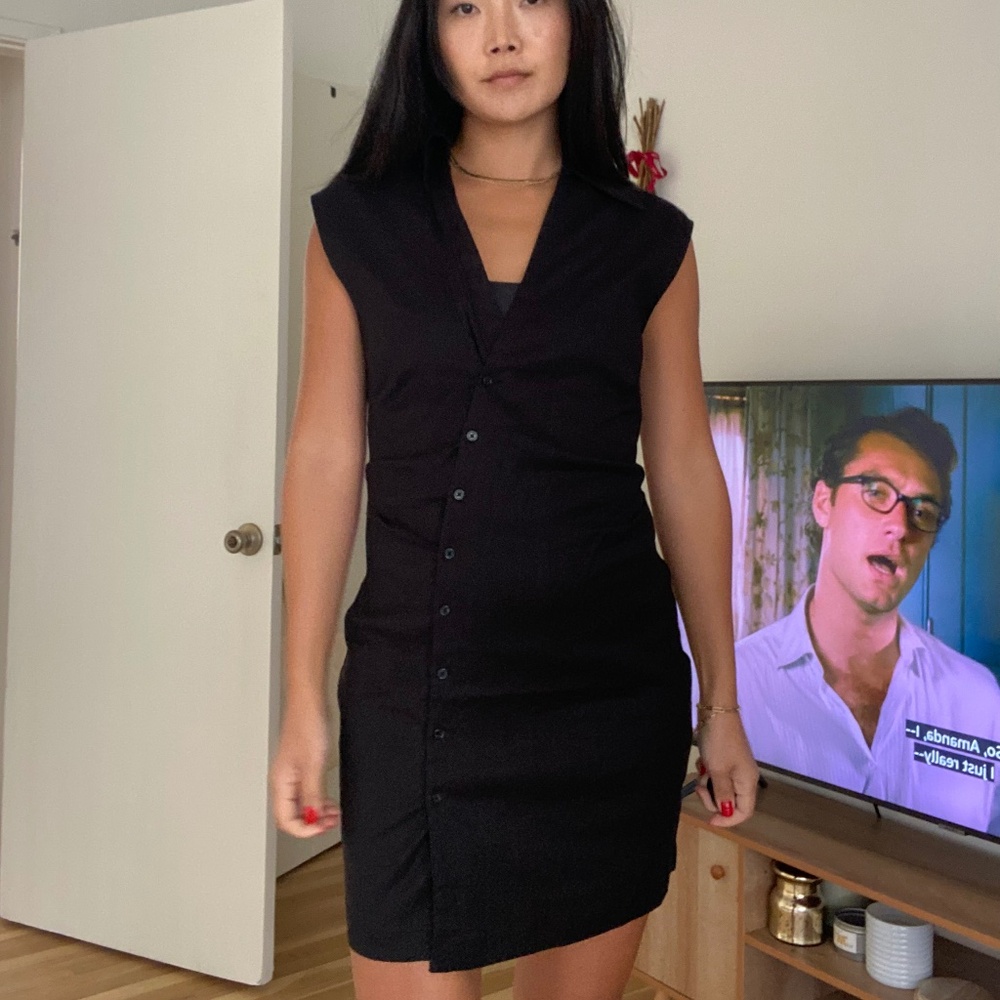 Mango Linen Blend Asymmetrical Dress